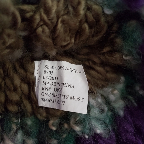 Boho Chunky Knit Beanie Women's One Size Colorful Multicolor Purple Ivory Fall - Picture 4 of 5